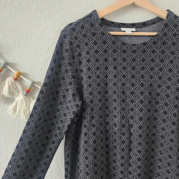 J. Jill Ponte Geometric Black Long Sleeve Knit Pullover Top Minimalist Modest M - Picture 5 of 9